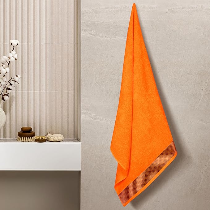 Belizzi Home Ultra Soft 4 Pack Oversized Bath Towel Set 27x54 inches, 100% Cotton Bath Towels, Highly Absorbant Compact Quickdry & Lightweight Towel, Ideal for Gym Travel Camp Pool - Orange