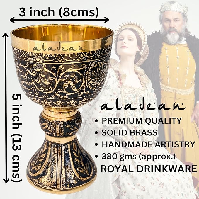 Vintage Chalice Medieval Goblet | 1x Solid Brass Red Wine Glass Cups of Royal King Arthur - Renaissance, Birthday Gifts Christmas Wedding Anniversary Novelty Ceremonial Drinkware (Duke Goblet)