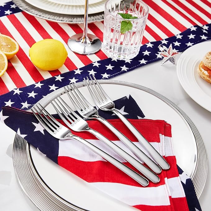 KEAWELL Premium Lucent 4-Piece 8.3 inch Forks Silverware – Mirror Polished 18/10 Stainless Steel with Modern Handle and Dishwasher Safe for Formal Meals and Gifting (4, Dinner Forks)
