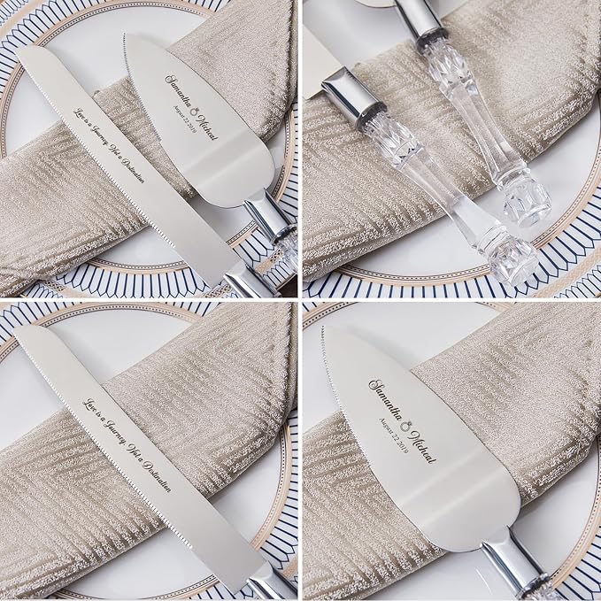 AW BRIDAL Personalized Cake Cutting Set for Wedding, Stainless Steel Wedding Cake Knife Set Wedding Anniversary Engagement Gifts for Couples//DK001CPP67//