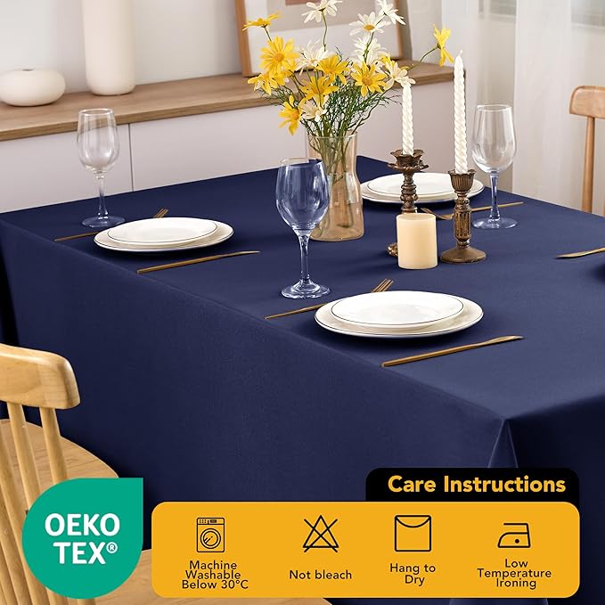10-Pack Navy Blue Tablecloths for Rectangle Tables, 70 x 120 Inches, Stain-Resistant Polyester Fabric for 6 Foot Tables - Washable Table Covers for Weddings, Birthday Parties, Events