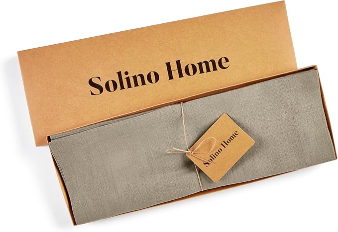 Solino Home Linen Placemats Set of 4 - Vintage Khaki Placemats 14 x 19 Inch - 100% Pure Linen Table Place Mats - Fete