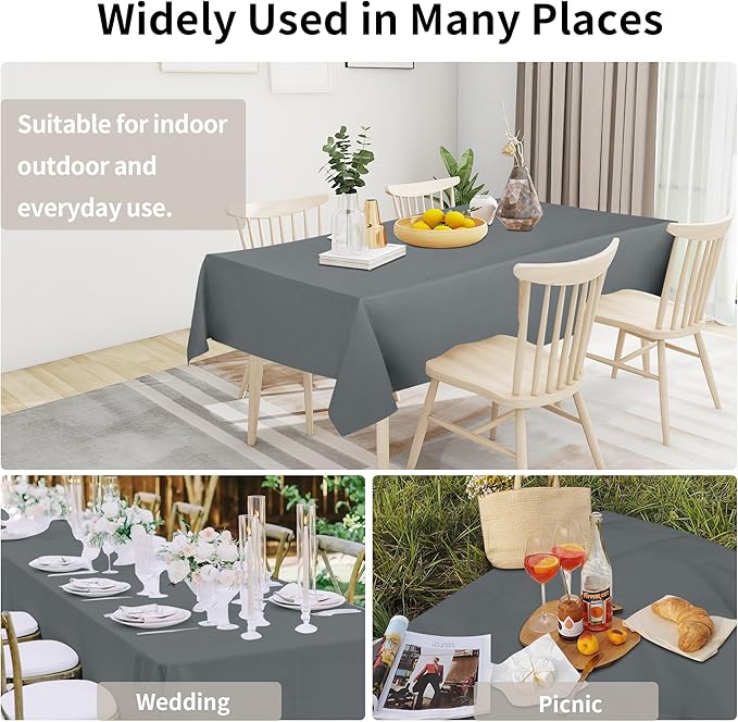 Easy-Going Faux Linen Waterproof Spill-Proof Tablecloth Stain Resistant Rectangle Table Cloth Wrinkle Free Decorative Fabric for Kitchen, Dining, Party, Weddings, Restaurants (60x120 in, Dark Grey)