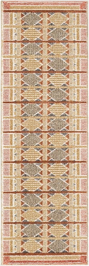 Nourison Home Nordic Rust Multicolor 2' x 6' Area Rug - Easy Clean, Non Shedding, Bed Room, Living Room, Dining Room, Kitchen (6' Runner)