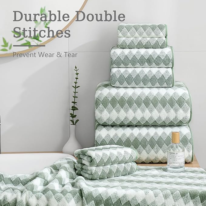 4 Piece Bath Towel Set Oversized Bath Sheet 35"x70" Bathroom Towel Extra Large Towel Set Soft Highly Absorbent & Quick Dry Premium Bath Sheet for Bathroom 600GSM Shower Towel Spa Gym Hotel,Green