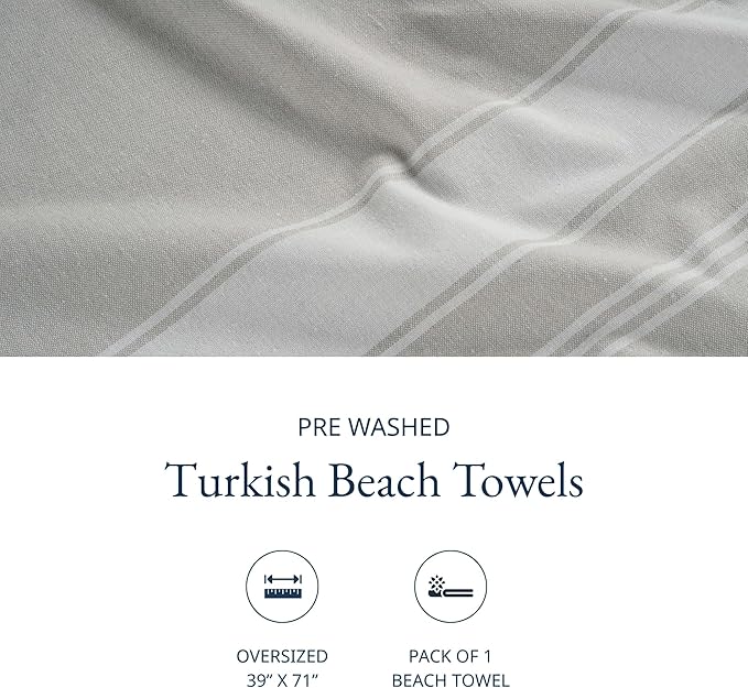 LANE LINEN Large Pool Towels, XL Beach Towel, Pre-Washed, No Shrink, Quick Dry Oversized Beach Towels, Stylish Beach Towel for Women, Sand Free Towel, 39"x71" - Grey