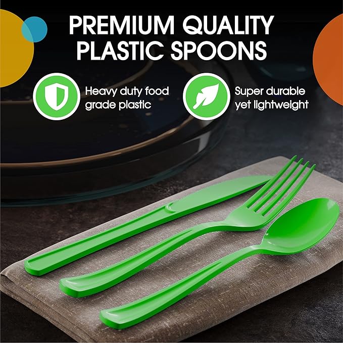Party Solids Lime Green Plastic Forks 200 Pcs Lime Green Forks Disposable Utensils Heavy Duty Plastic Cutlery Set Disposable Cutlery Sets Flatware Sets Silverware Set Party Supplies & Party Tableware