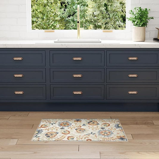 Nourison Home Aloha Grey Multicolor 2'8" x 4' Area Rug - Easy Clean, Non Shedding, Bed Room, Living Room, Dining Room, Kitchen (3' x 4')