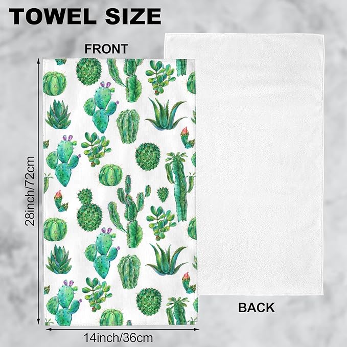 Watercolor Cactus Hand Towel for Bathroom Set of 2 Hand Bath Towels Soft Absorbent Decorative Towels for Bathroom Kitchen Yoga Home Decor 14 x 28 in