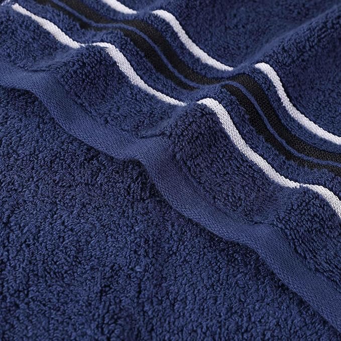 Superior Cotton Bath Sheet Set, Zero Twist, Oversized Large Absorbent Body Towels, Luxury Soft Drying, Shower, Spa, Hotel, Pool, Guest Bathroom, Home Essentials, Assorted Floral Set of 2, Navy Blue