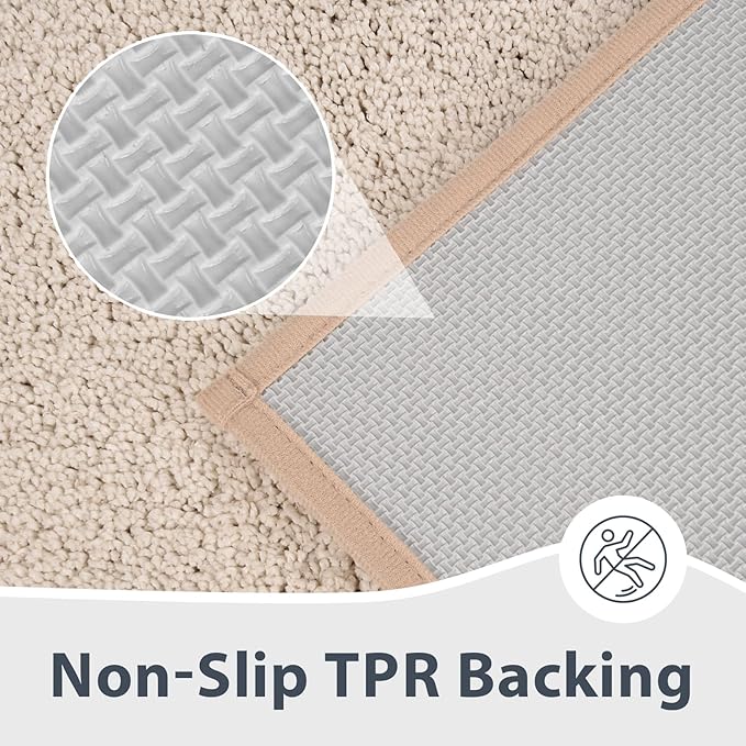 Bathroom Rugs 24" x 60", Non-Slip Extra Soft Absorbent Bath Rugs, Machine Washable Quick Dry Bath Mats for Bathroom Floor, Shower, Bathtub and Sink, Beige & Grayish Brown