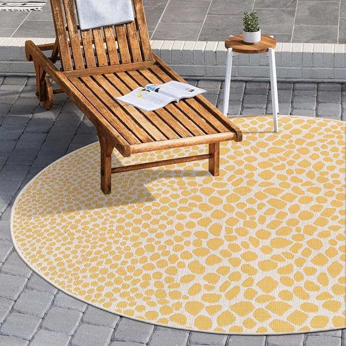 Unique Loom Outdoor Collection Area Rug - Cape Town (13' Round, Yellow Ivory/ Ivory)