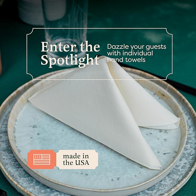 400-Pack BloominGoods Disposable Bathroom Napkins | Linen-Feel Guest Towels | Cloth-Like Hand Tissue Paper, White, 12" x 17"