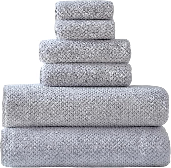 30x60 Inches Extra Large Bath Towels Set Super Soft Absorbent Luxury Microfiber Towels for Bathroom (Gray, 6PCS)