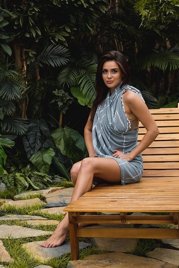 Madamelique Turkish Beach Towel Oversized - 39 x 74 - Quick Dry - Sand Free - Extra Large - Prewashed Beach Towels - Summer Gift - Beach Essentials - Travel Towel (Mediterranean Without Bag, Teal)