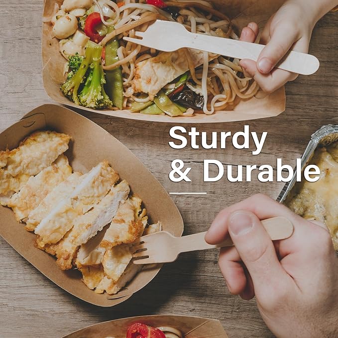 LotFancy Disposable Forks, 250 Pcs Wooden Forks, 6.2inch Compostable Biodegradable Eco-friendly Forks, Great for Dinner Camping Picnics, Party Supplies