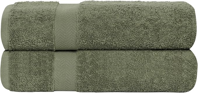 Superior 2-Piece Cotton Bath Sheet Set, Large Towels for Body, Quick Dry, Bathroom Essentials, Guest/Master Bath, Shower, Home Accessories, Apartment, Airbnb, Franklin Collection, Green