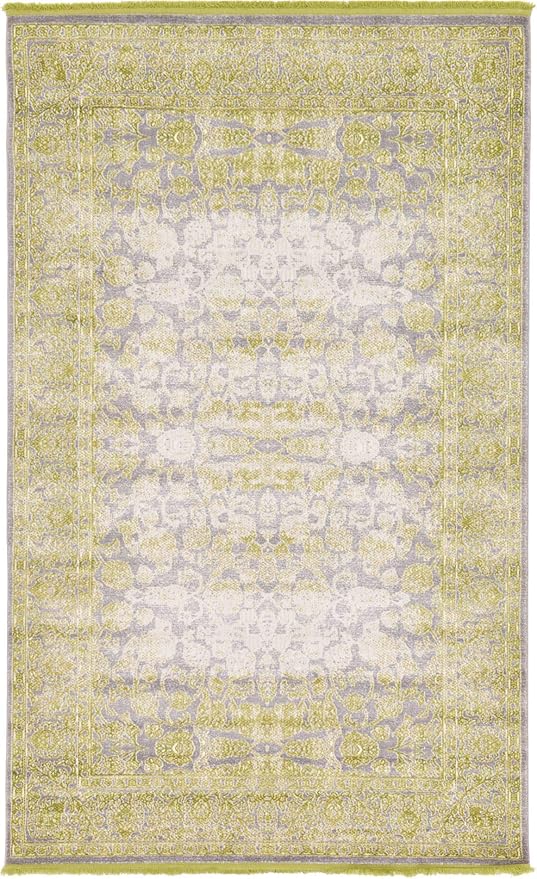 Unique Loom Traditional Classic Intricate Design with Distressed Vintage Detail, Area Rug, 5' 0 x 8' 0 Rectangular, Light Green/Gray