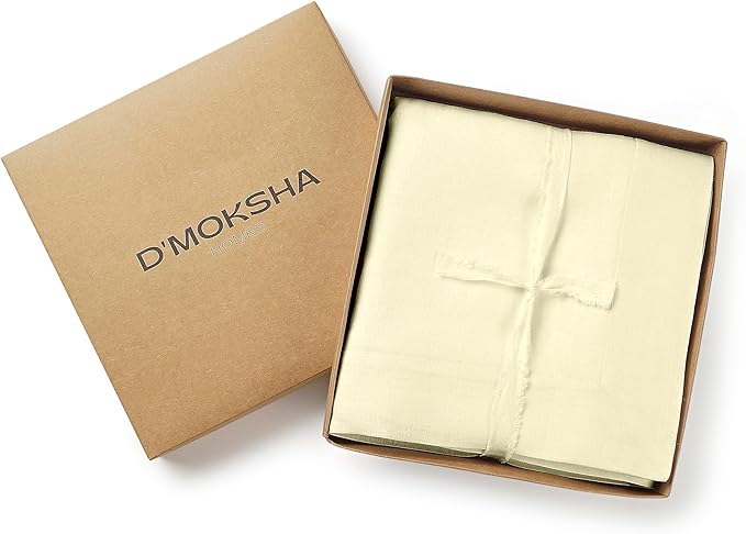 D'Moksha Homes Linen Cream Tablecloth 60 x 132 Inch - 100% Pure Linen Rectangular Tablecloth - Machine Washable Table Cloth for Winter, Holiday, New Year