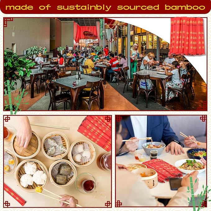 Sabary 1000 Pairs Bamboo Chopsticks Disposable Sleeved and Separated Chop Sticks Quality Chopsticks Disposable UV Treated(Joyous)