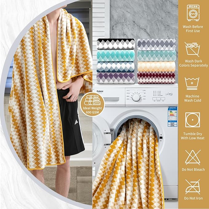 4 Piece Bath Towel Set Oversized Bath Sheet 35"x70" Bathroom Towel Extra Large Bath Towel Set Soft Highly Absorbent Quick Dry Premium Bath Towel for Bathroom Shower Spa Gym Hotel,Golden Brown