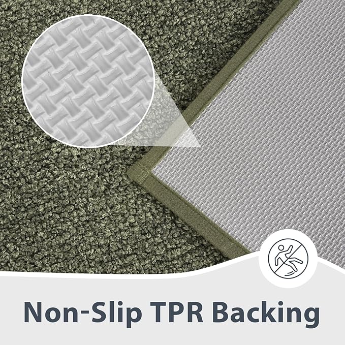 Bathroom Rugs 30" x 60", Non-Slip Extra Soft Absorbent Bath Rugs, Machine Washable Quick Dry Bath Mats for Bathroom Floor, Shower, Bathtub and Sink, Olive Green & Green