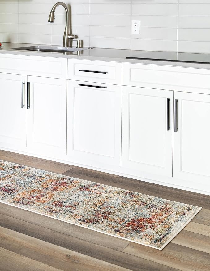 Unique Loom Isabella Collection Area Rug - Adjani (2' 7" x 16' 5" Runner, Ivory/ Beige)