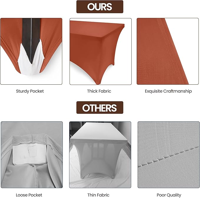 Utopia Kitchen 6FT Spandex Tablecloth [1 Pack, Light Coffee] 200 GSM Stretch, Fitted, Washable and Wrinkle Resistant Table Cloth Rectangle Cover for Trade Shows, Wedding, Parties [72Lx30Wx30H Inch]