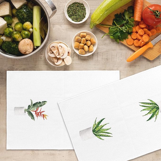 Tropical Floral Botanical Bathroom Hand Towels, Botanical Decor Hand Towel for Bathroom Decor, Plant Lover Gifts Decorative Towels for Washroom Toilet 16x24 Inch Set of 2