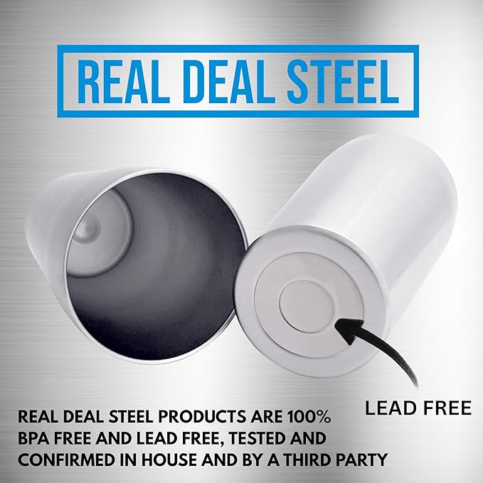 Stainless Steel Vacuum Insulated Pint Glasses - Set of 4 Pint Cups for Outdoors 16oz with Lids