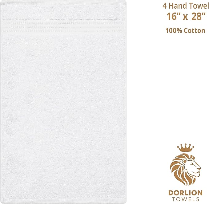 4 Pack Hand Towel Set, 100% Cotton Hand Face Towels for Bathroom, White