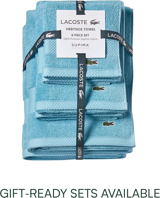 Lacoste Heritage 100% Supima Cotton Bath Sheet, Celestial, 35" x 70" – Highly Absorbent & Quick Drying, Premium Super Soft Bath Towel, Bathroom Essential, Gift for All Occasions, Machine Washable