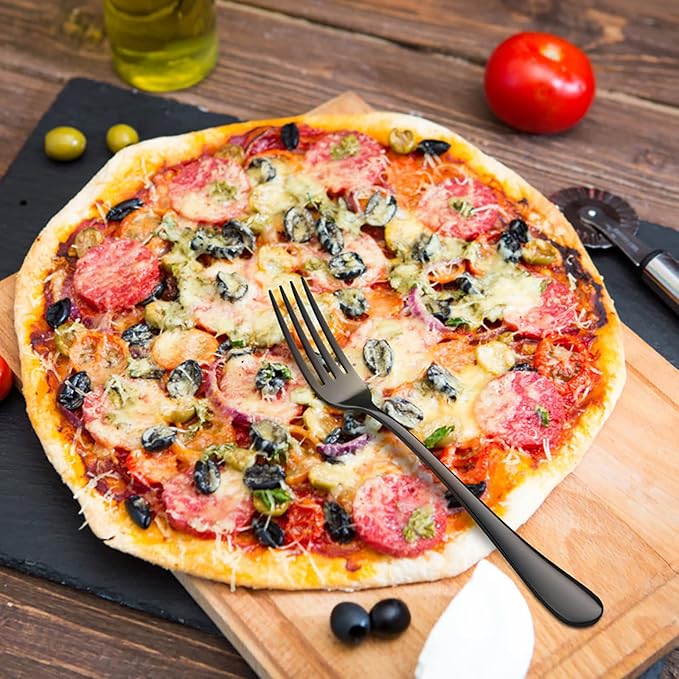 Devico Forks Set, Good Stainless Steel 10-piece Black Silverware Cutlery Reusable Dinner Forks