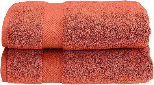 Superior Zero Twist 100% Cotton Bath Towels, Super Soft, Fluffy and Absorbent, Premium Quality Oversized Bath Towel Set of 2, Brick