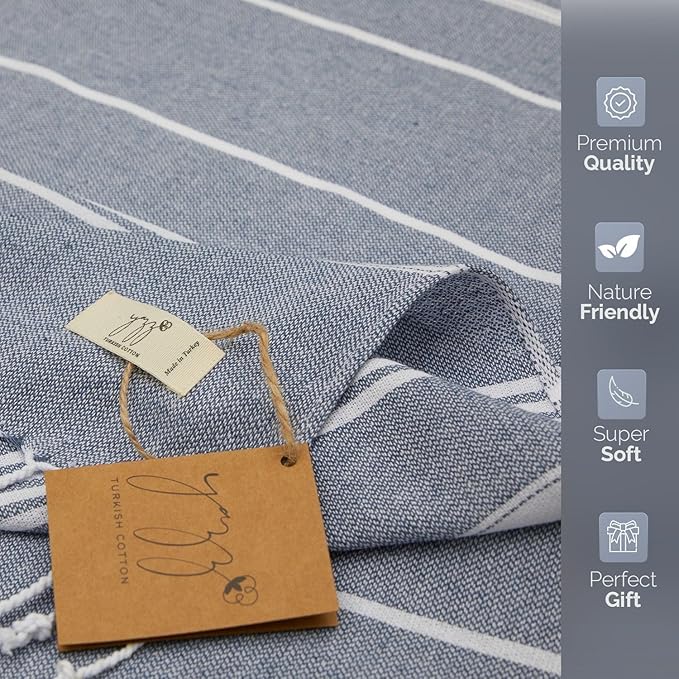 Hand Towels - Set of 2, 18" x 30" inches, Cotton, Decorative Peshtemal Cotton Hand Towels for Kitchen, Bath, Guest, Face, Hair, Gym, Yoga, Dishcloth, Travel (Anthracite)