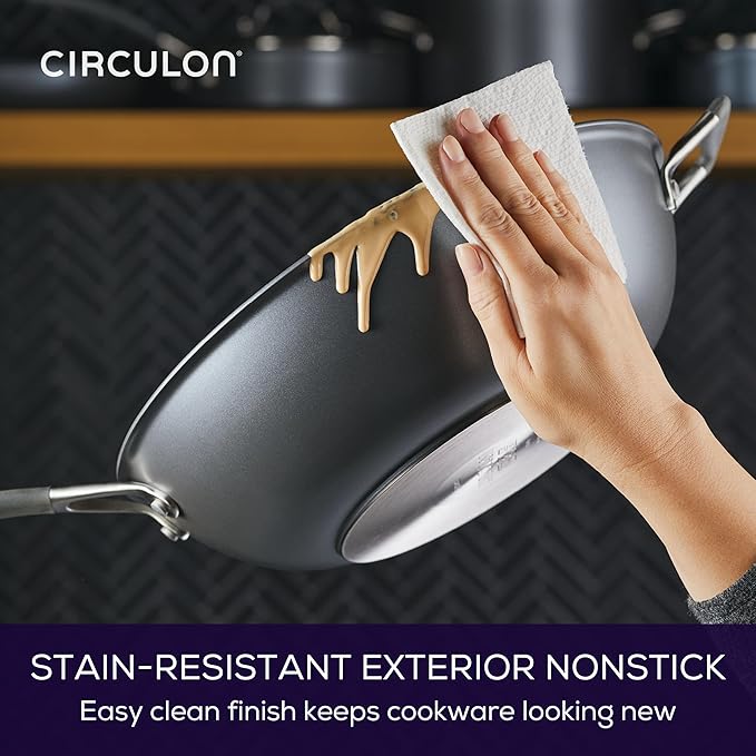 Circulon A1 Series with ScratchDefense Technology Nonstick Induction Stir Fry Pan, 13.25 Inch, Graphite