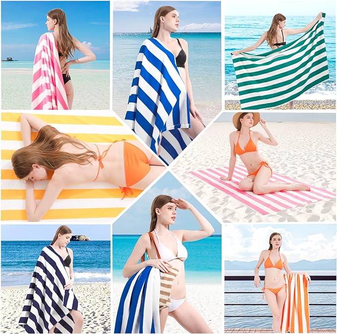 4 Packs Extra Large Bath Towels Striped Beach Towel Set Bathroom Sheets Bulk Oversized Quick Dry Soft Fluffy XL Big Absorbent Microfiber Blanket Turkish Hotel Shower Pool Hot Toallas Grandes