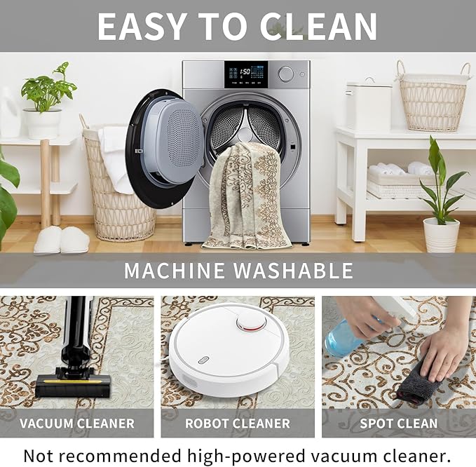 Easy-Going Boho Neutral Area Rug 3x5 Entryway Rug Washable Inside Door Mats for Home Entrance Non-Slip Floral Brown Small Rugs for Entry Living Room Bedroom Kitchen Bathroom Office Lightweight Carpet