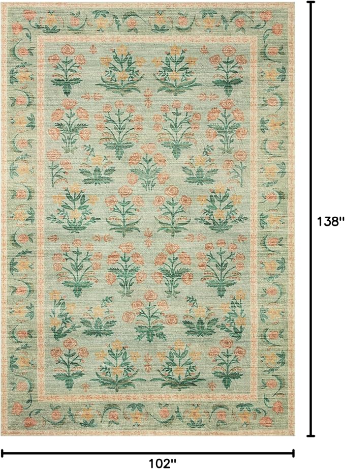 Loloi Rifle Paper Co. Eden Collection EDE-01 Mughal Rose Blush 8'-6" x 11'-6" Area Rug feat. CloudPile™