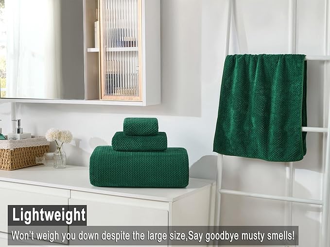 Large Bath Towels Set 30x60 Inches Super Soft Absorbent Quick Dry Luxury Microfiber Shower Towels for Bathroom-Dark Green,Pack of 6