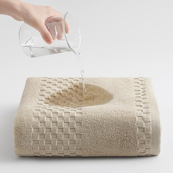 XIQ Bath Sheets 600GSM Combed Cotton Super Soft Luxury Bath Towels Extra Large Shower Towels for Bathroom (Beige,1PCS)