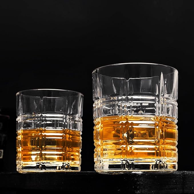 KANARS Crystal Whiskey Glasses - 10 Oz Rock Glasses in Luxury Gift Box - Set of 4 Lowball Bourbon Glass Tumbler for Birthday, Wedding Anniversary, Christmas and Retirement