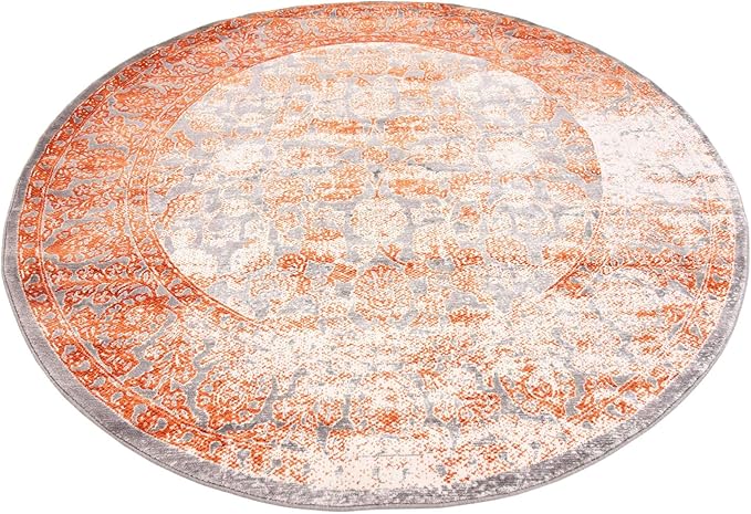 Unique Loom New Classical Collection Traditional Intricate Design with Distressed Vintage Detail, Area Rug, 6' 0' x 6' 0', Terracotta/Gray