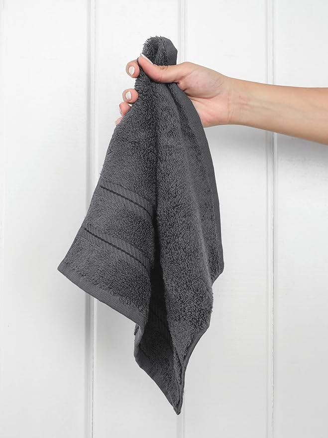 American Soft Linen Luxury Washcloths for Bathroom, 600 GSM 100% Cotton 4 Piece Turkish Wash Cloth Set, 13x13 in Soft Rags for Body and Face, Dark Gray Washcloths