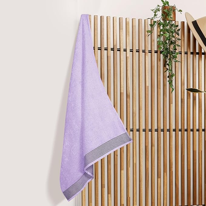 Belizzi Home Cotton 2 Pack Oversized Bath Sheet 35 x 70, Large Bath Sheet, Ultra Absorbent, Compact, Eco-Friendly and 100% Recyclable, Quick Drying and Lightweight Towel - Purple