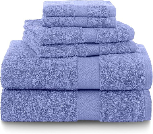 Martex 6-Piece 100% Ringspun Cotton Towel Set | Quick Dry | Super Absorbent & Soft | Lightweight | 2 Bath Towels | 2 Hand Towels | 2 Wash Cloths | Lavender