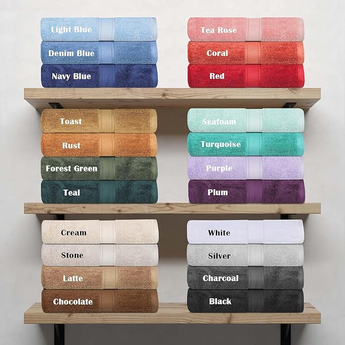 Superior Egyptian Cotton Pile 3 Piece Towel Set, Includes 1 Bath, 1 Hand, 1 Face Towel/Washcloth, Ultra Soft Luxury Towels, Thick Plush Essentials, Guest Bath, Spa, Hotel Bathroom, Charcoal