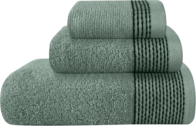 Belizzi Home Ultra Soft 3 Pack Cotton Towel Set, Contains a Bath Towel 28x55 inch, a Hand Towel 16x24 inch & a Wash Coth 12x12 inch, Ideal Everyday use, Compact & Lightweight -Jade