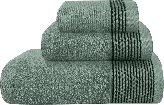Belizzi Home Ultra Soft 3 Pack Cotton Towel Set, Contains a Bath Towel 28x55 inch, a Hand Towel 16x24 inch & a Wash Coth 12x12 inch, Ideal Everyday use, Compact & Lightweight -Jade