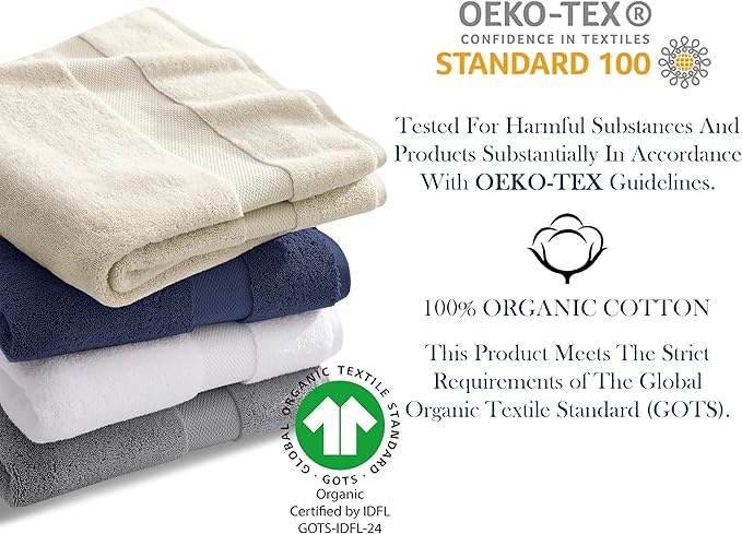 Delara Organic Cotton Luxuriously Plush Bath Towel 20 Piece Set|GOTS & Oeko-TEX Certified|Premium Hotel Quality Towels|Feather Touch Technology|650 GSM Long Staple|Soft, Quick Dry & Ultra-Absorbent